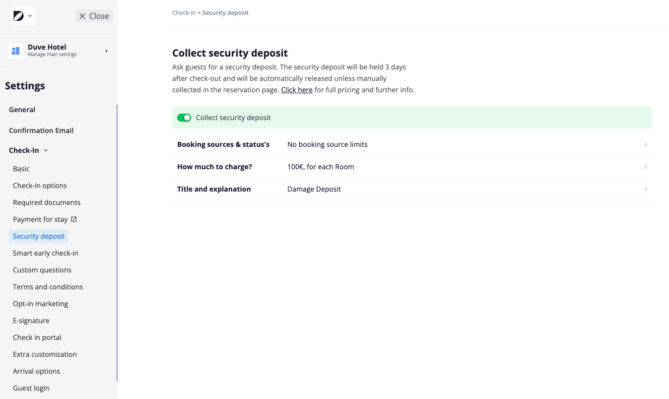 Security Deposit Duve